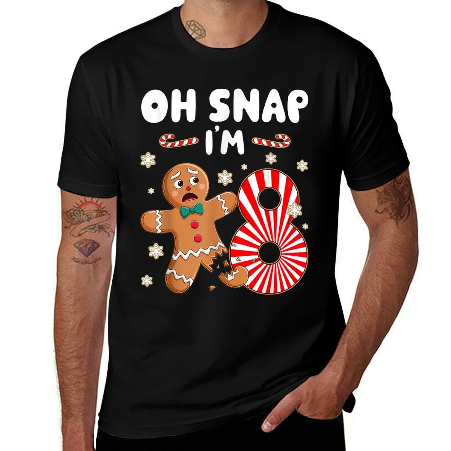 Christmas Oh Snap 8 Year Old Gingerbread Man 8th Birthday  Easy-care T-Shirt