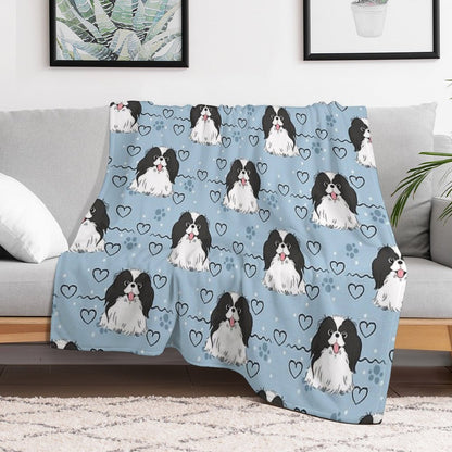 LOVE Black And White Japanese Chin Wrinkle-free Throw Blanket