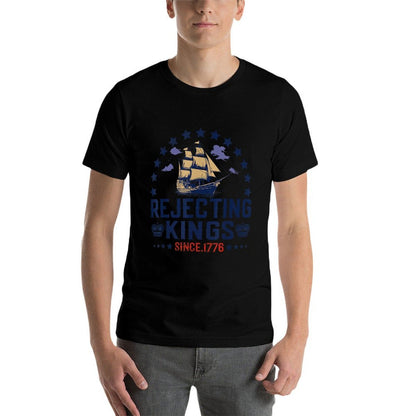 Rejecting Kings Since 1776 Vintage Patriotic No Kings  Rolled Sleeves T-Shirt