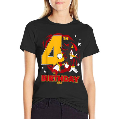 Sonic The Hedgehog 4th Birthday Epic Shadow Big Chest Logo  Trendy Pattern T-Shirt