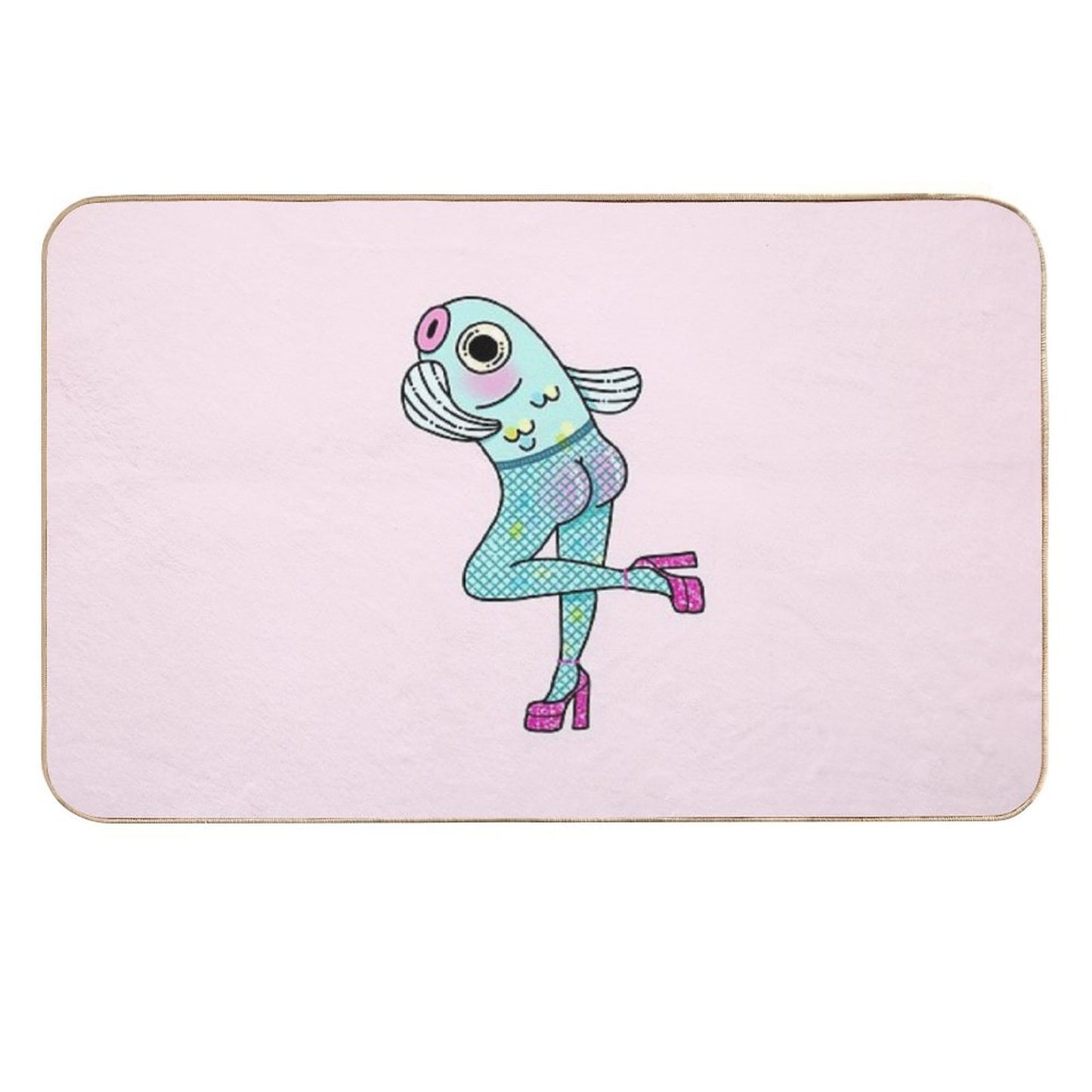 Fish-Nets (Reverse Mermaid) Pink Version Durable Bath Mat