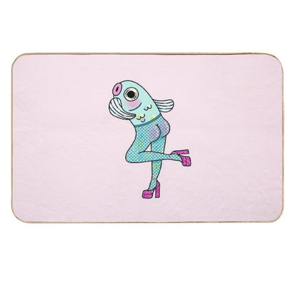 Fish-Nets (Reverse Mermaid) Pink Version Durable Bath Mat