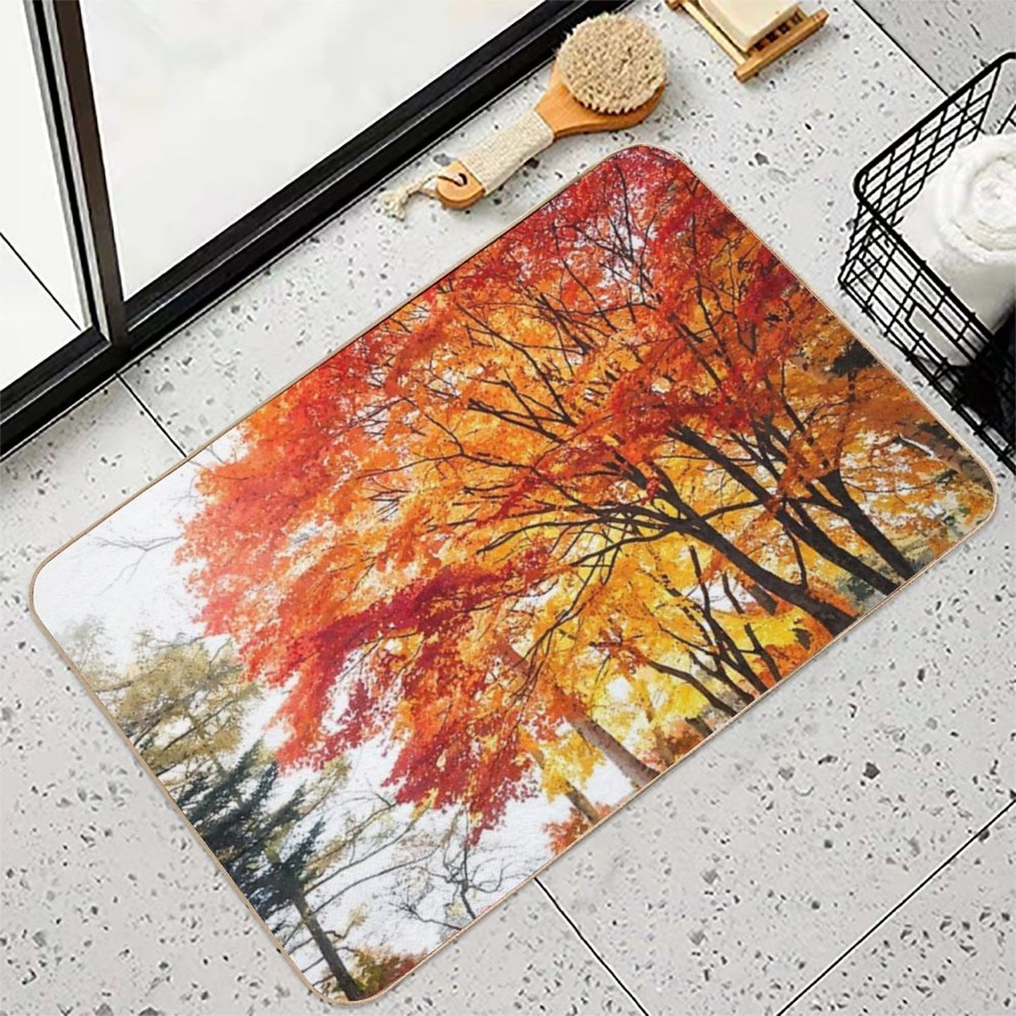 Autumn Trees 2. Watercolor Painting  Eco-Friendly Bath Mat