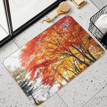 Autumn Trees 2. Watercolor Painting  Eco-Friendly Bath Mat