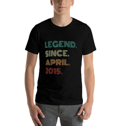 10 Years Old Legend Since April 2015 10th Birthday  Rolled Sleeves T-Shirt