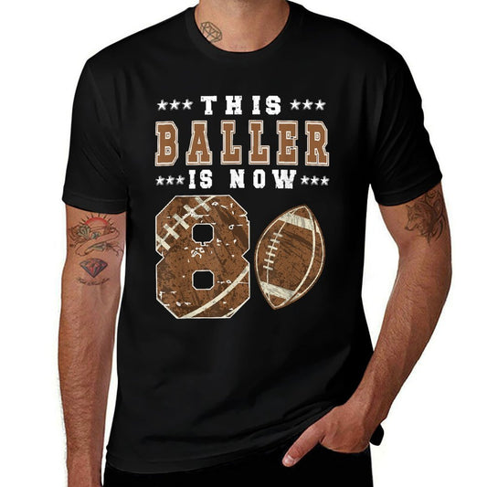 8th Birthday Football Boy Eight Year Old Football Player  Graphic-printed T-Shirt
