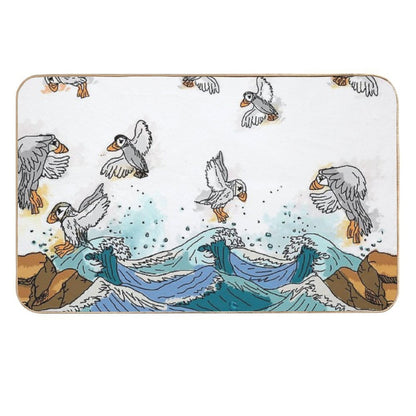 Puffins on The Sea  Alba  Stain-Proof Bath Mat