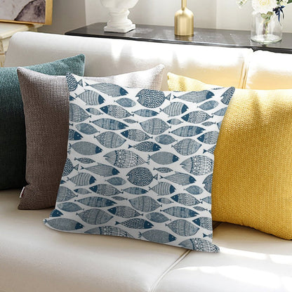 Blue Fish White Soft Warmth Comfort Throw Pillow