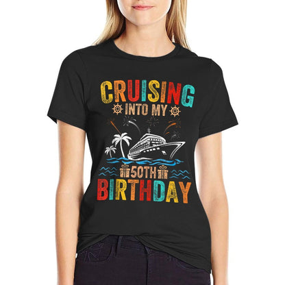 Cruising Into My 50th Birthday Family Cruise 50 Birthday  Heathered Texture T-Shirt
