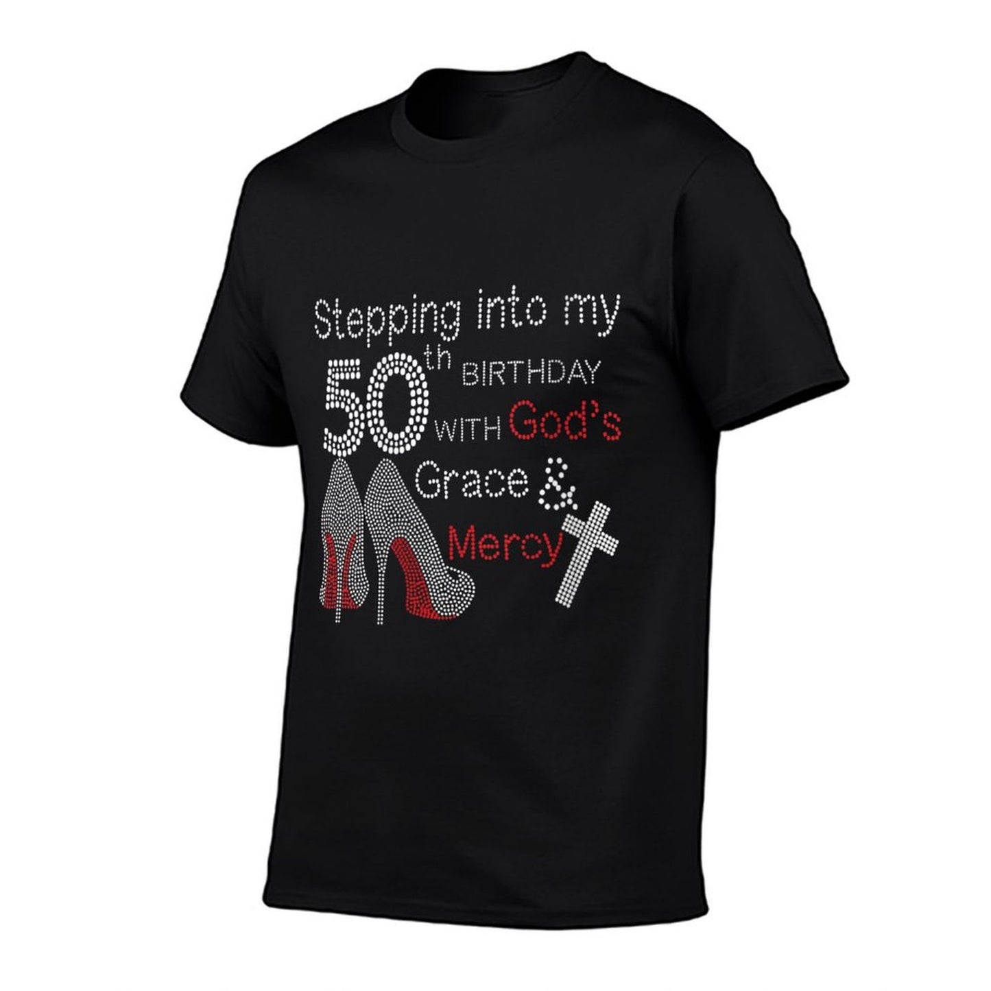 Womens Stepping Into My 50th Birthday With God's Grace And Mercy  Rolled Sleeves T-Shirt