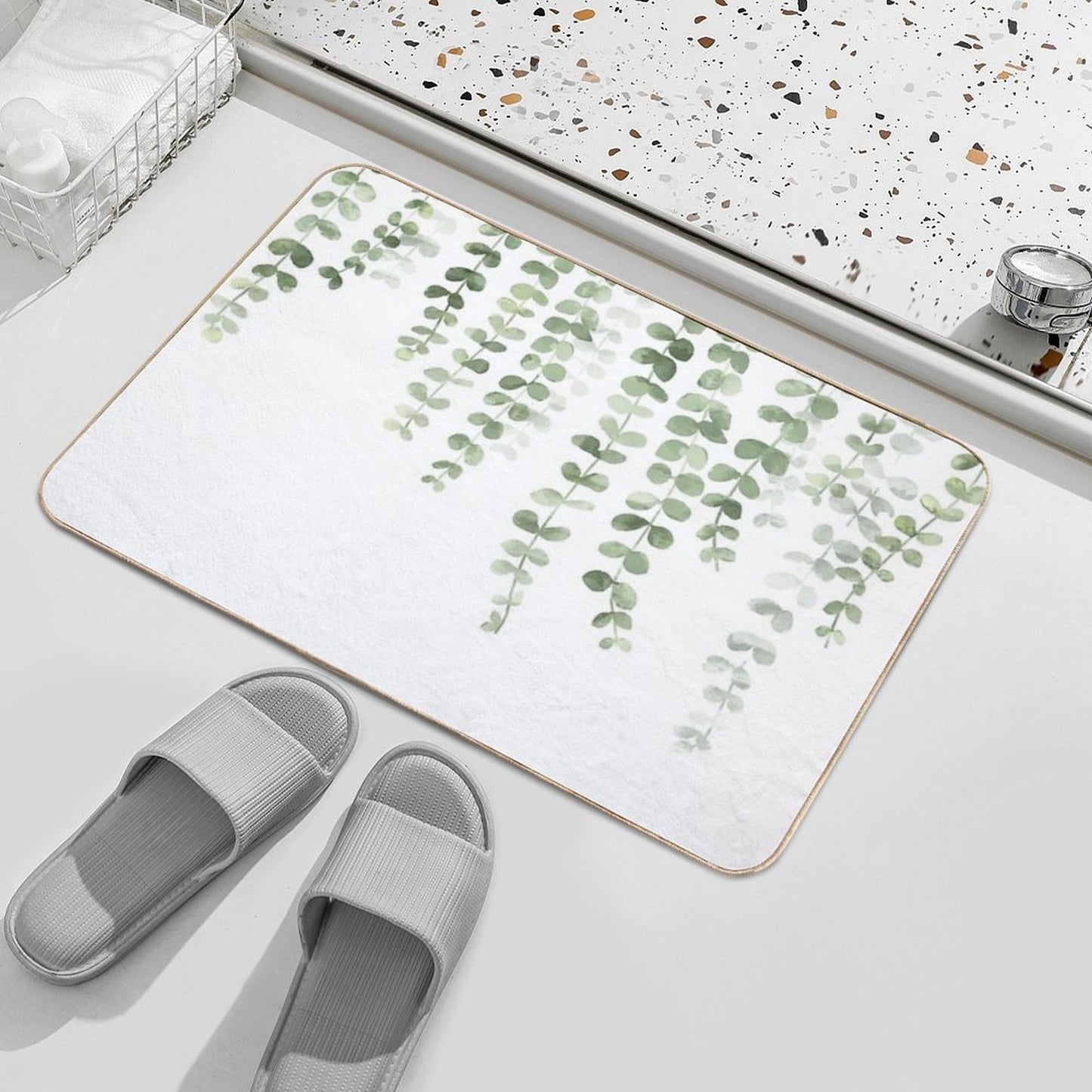 Eucalyptus Watercolor Durable Bath Mat