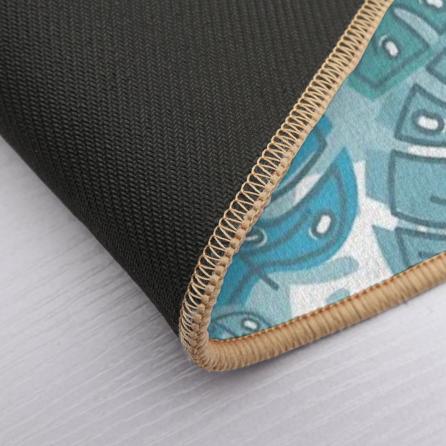 Pastel Blue Green Aqua Leaf Pattern  Odorless Bath Mat