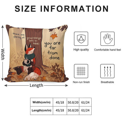 You Are Far From Done Autumn Forest Fox Soft Short Plush Fabric Throw Pillow
