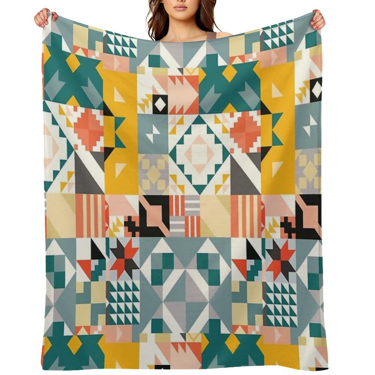 Colorful Tiles Pattern Premium Throw Blanket