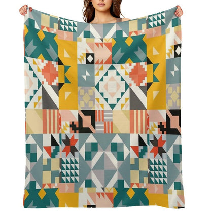 Colorful Tiles Pattern Premium Throw Blanket
