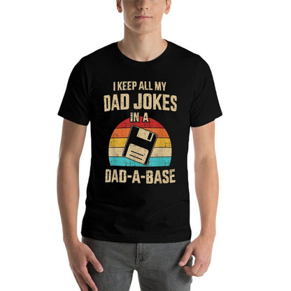 Funny Dad Jokes in Dad-a-base Vintage for Fathers Day  Lightweight T-Shirt