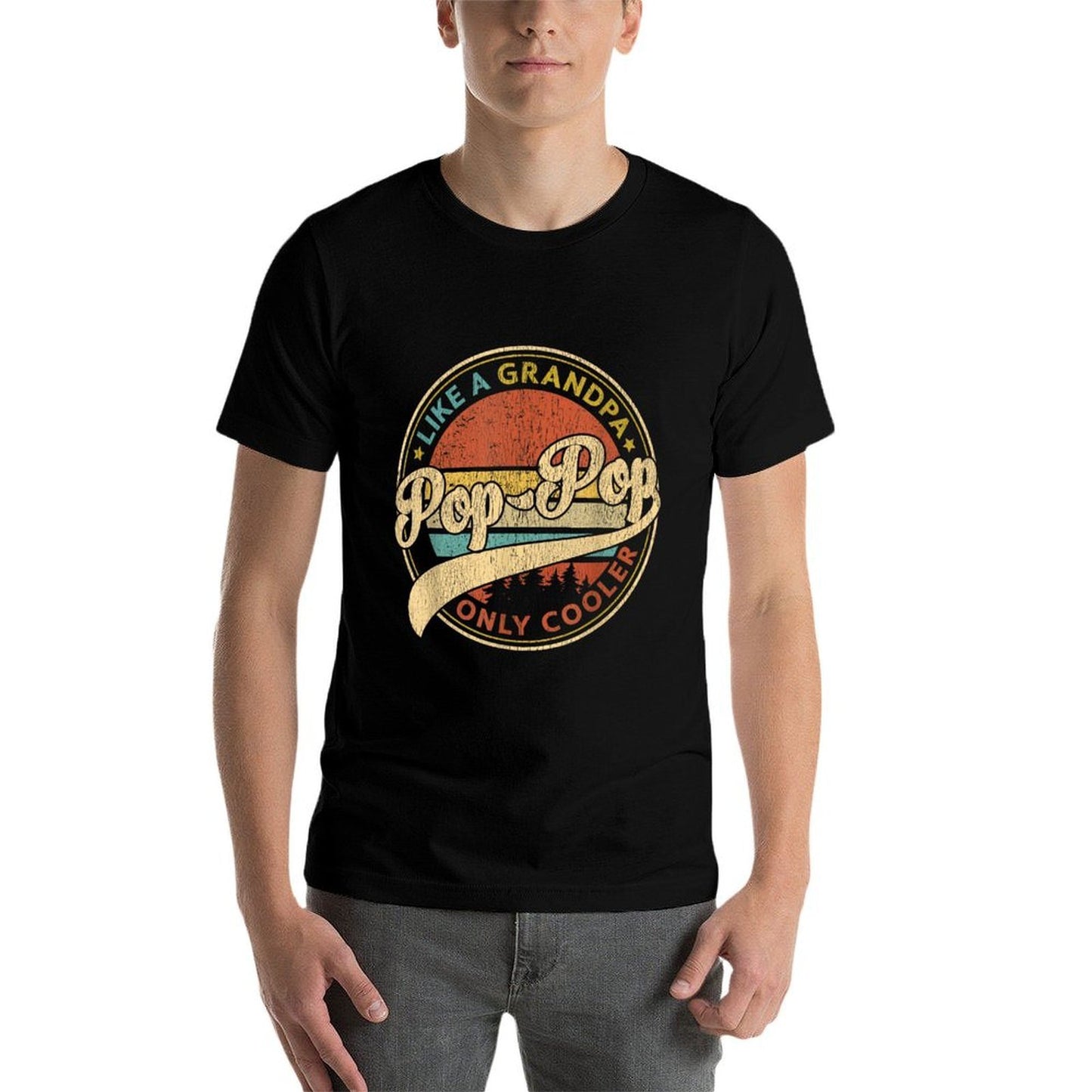 Pop Pop Like A Grandpa Only Cooler Retro Pop-Pop Fathers Day  Polyester Blend T-Shirt