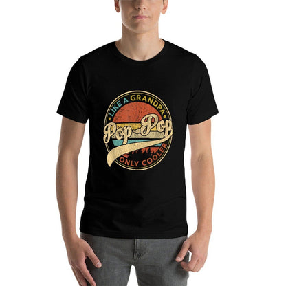 Pop Pop Like A Grandpa Only Cooler Retro Pop-Pop Fathers Day  Polyester Blend T-Shirt