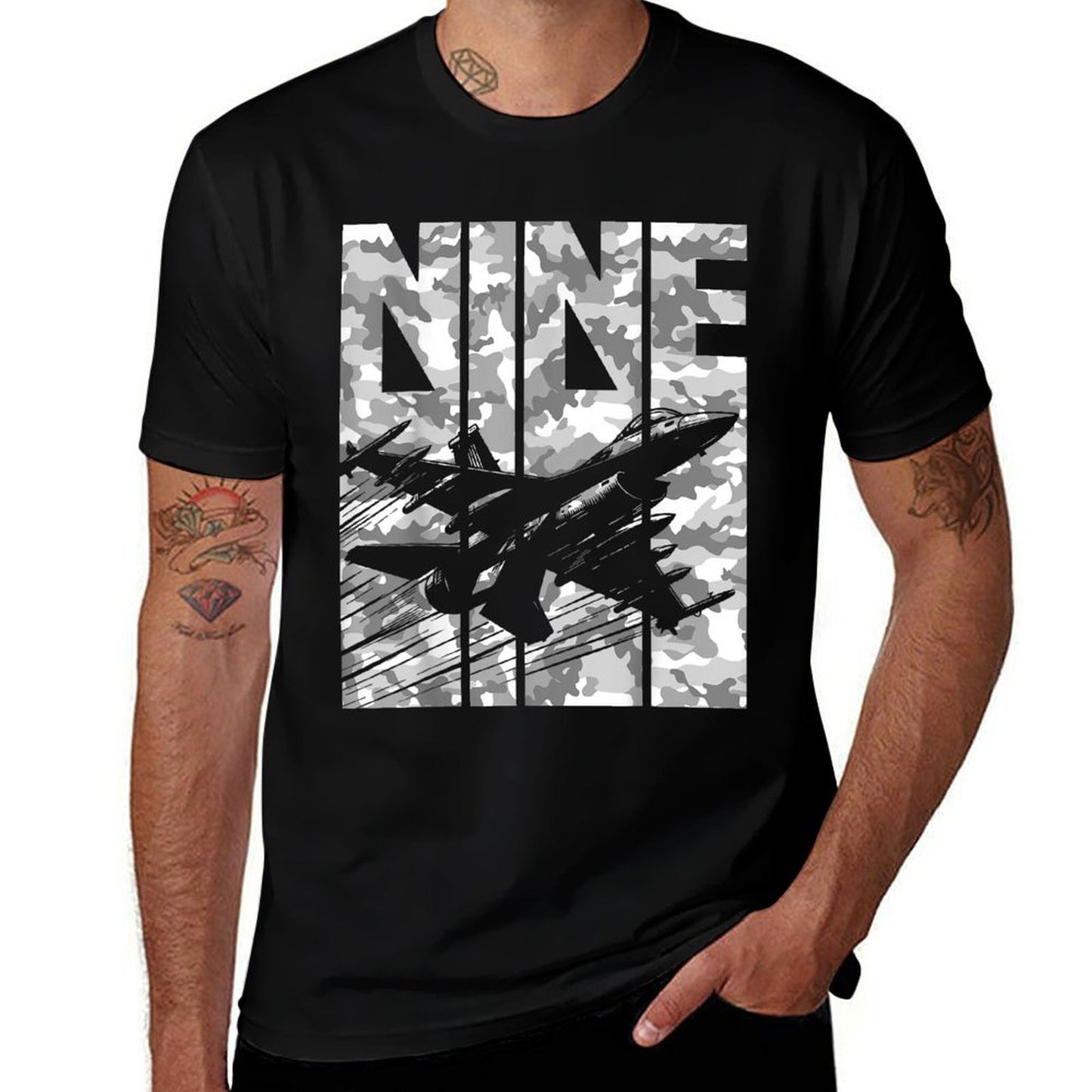 Military Fighter Jet Camo Nine Year Old Boys 9th Birthday  Relaxed-fit T-Shirt