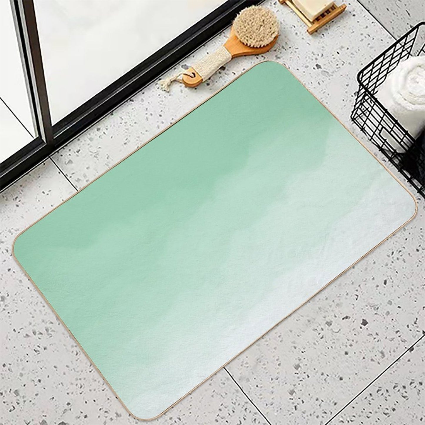 Seafoam Green Watercolor Ombre (seafoam Greenwhite)  Pet-Safe Bath Mat