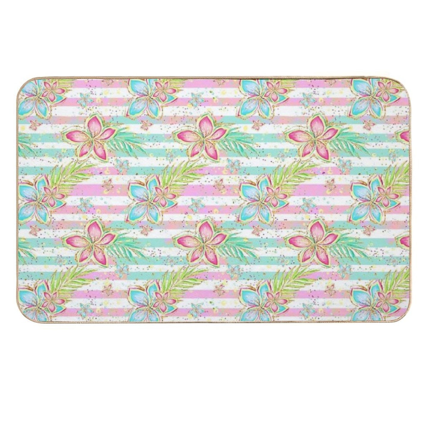 Hibiscus Flowers  Absorbent Bath Mat