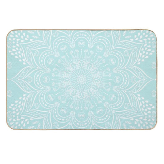 Elegant Neo Mint Boho Mandala  Non-Slip Bath Mat