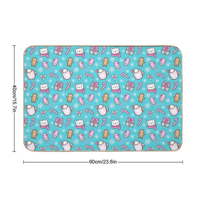 Cute Christmas  Teal  Nikury  Repositionable Bath Mat