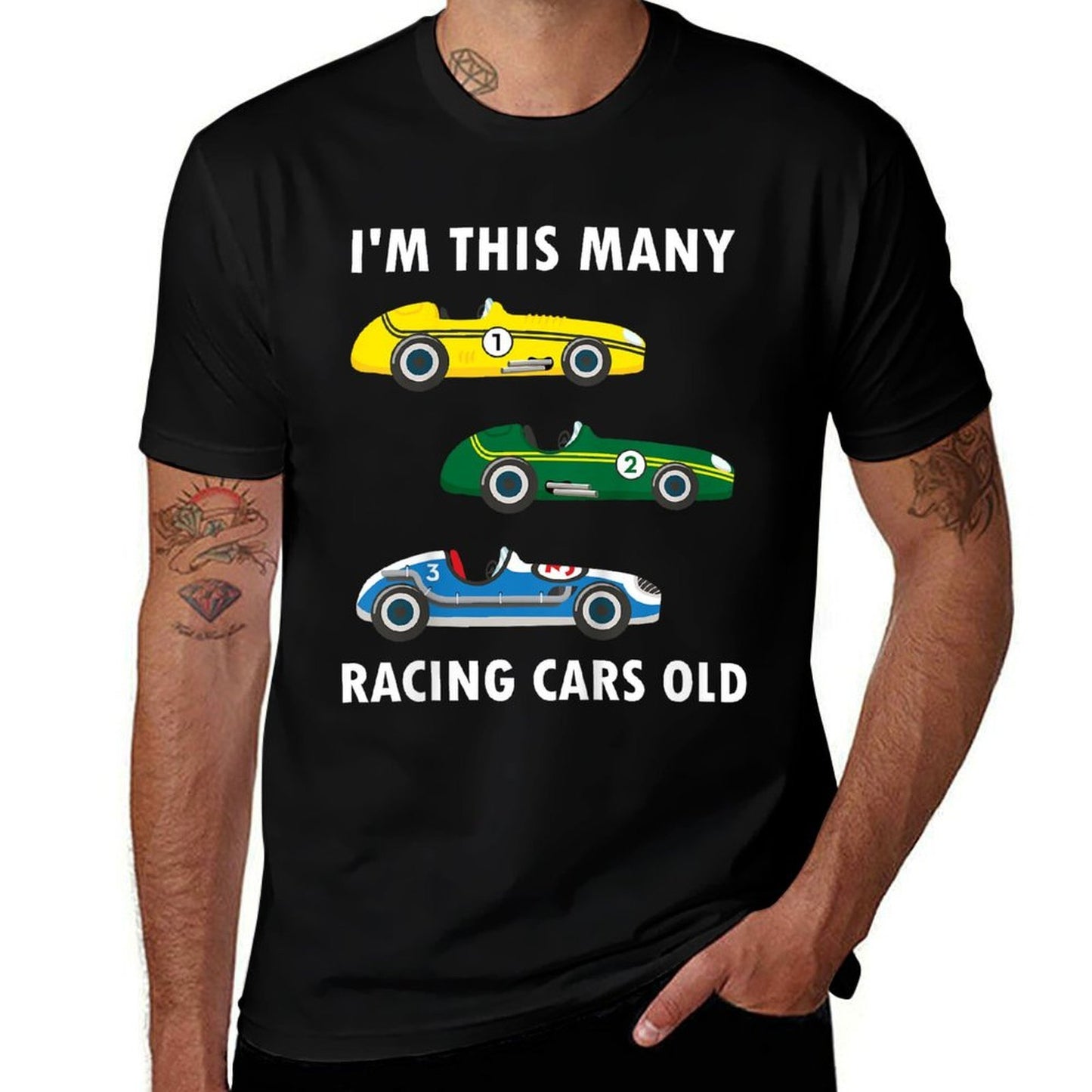 Kids 3 Years Old Boy Race Cars Old 3rd Birthday Kids  Trendy Pattern T-Shirt