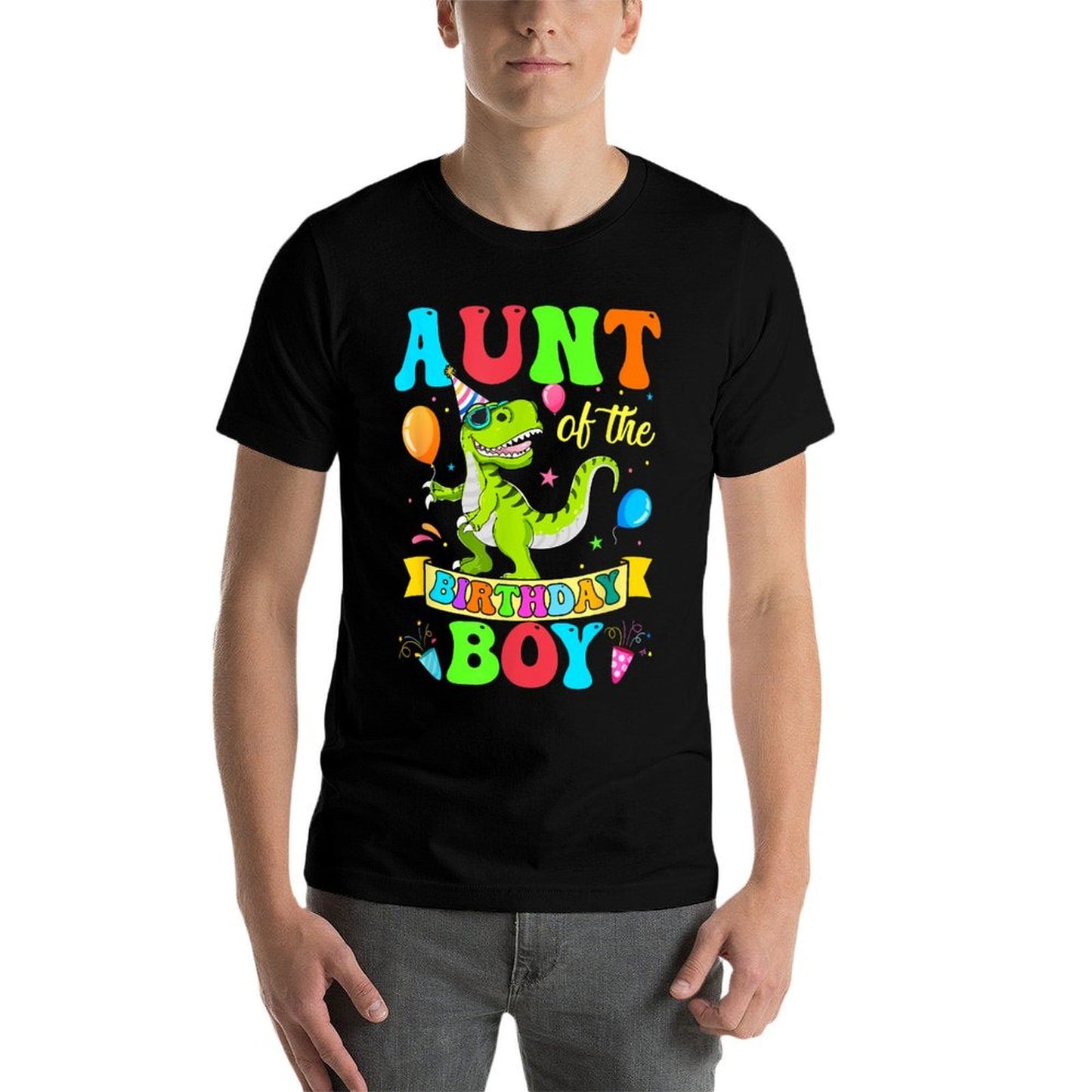 Love Family Matching Aunt Of The Birthday Boy T-Rex Dinosaur Birthday Party  Heathered Texture T-Shirt