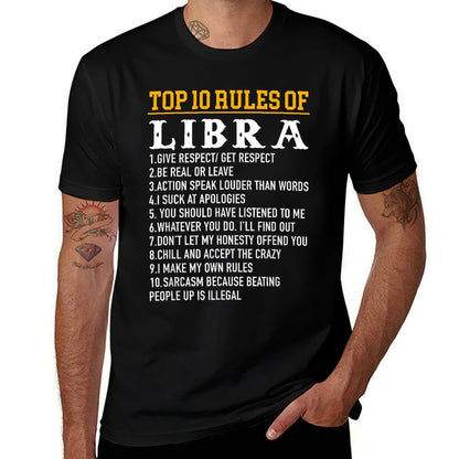 Top 10 Rules Of Libra September 23 - October 22 Birthday  Polyester Blend T-Shirt