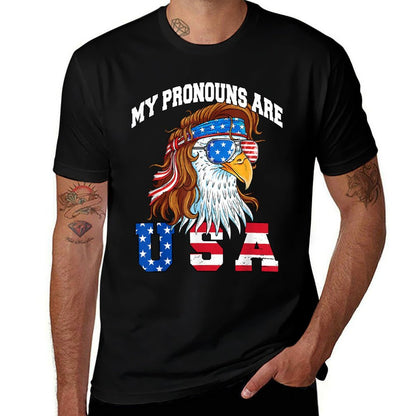 My Pronouns Are USA Eagle American Funny 4th of July  Slim-fit Cut T-Shirt