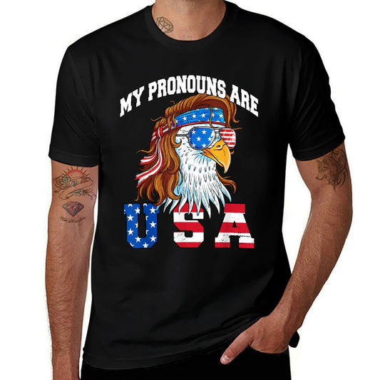 My Pronouns Are USA Eagle American Funny 4th of July  Slim-fit Cut T-Shirt