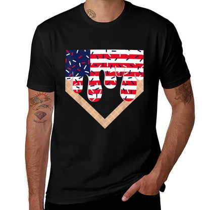 Baseball Drip Boy Ice Cream Patriotic American 4th July  Durable T-Shirt