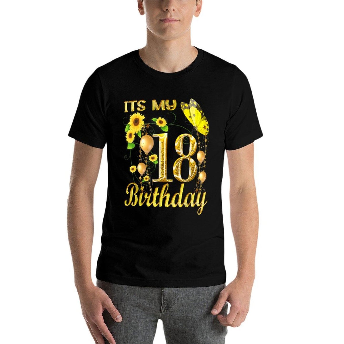 Its My 18th Birthday 18 Year Old Girl Sunflower Butterfly Comfortable T-Shirt