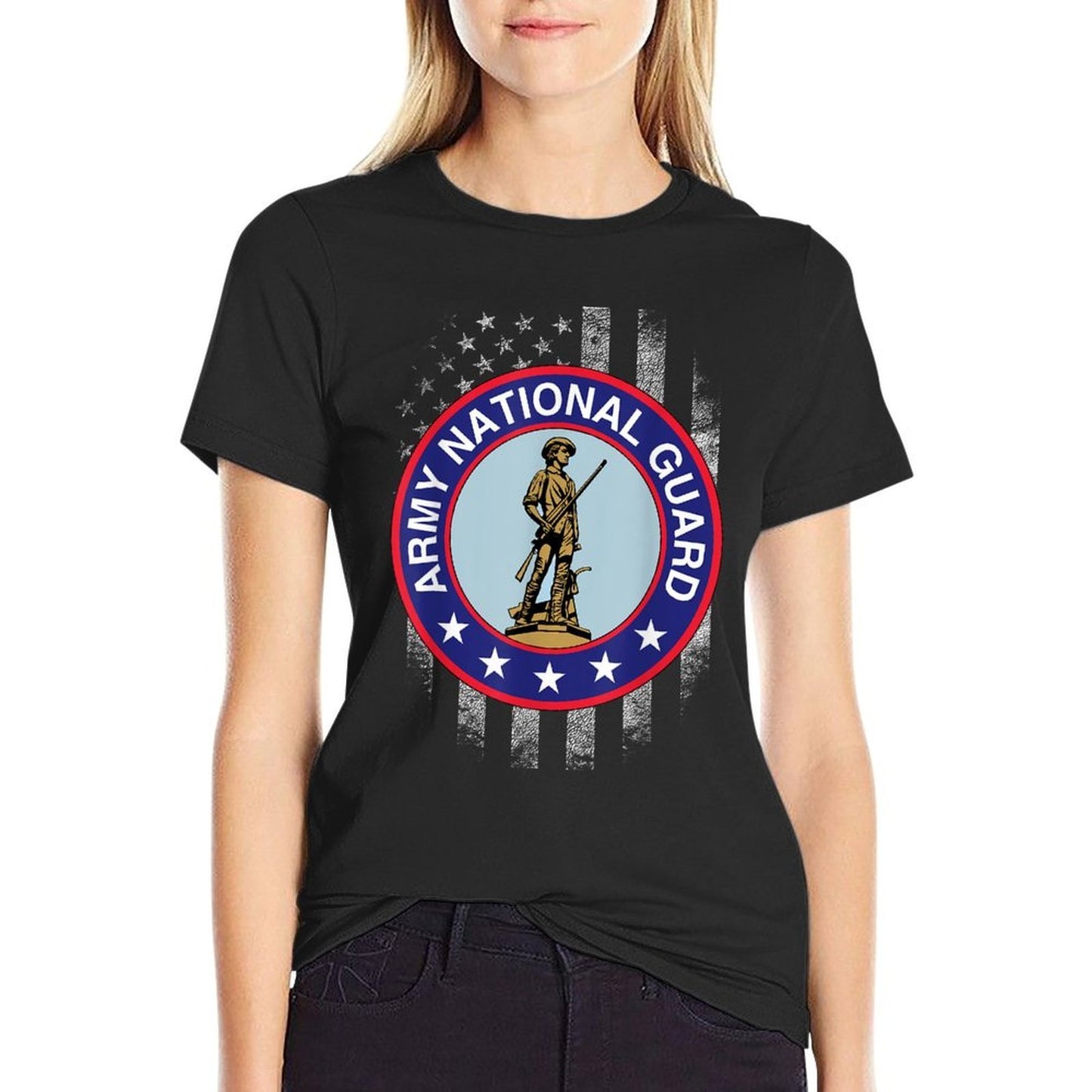 Proud Army National Guard USA Heart US Veteran  Soft T-Shirt