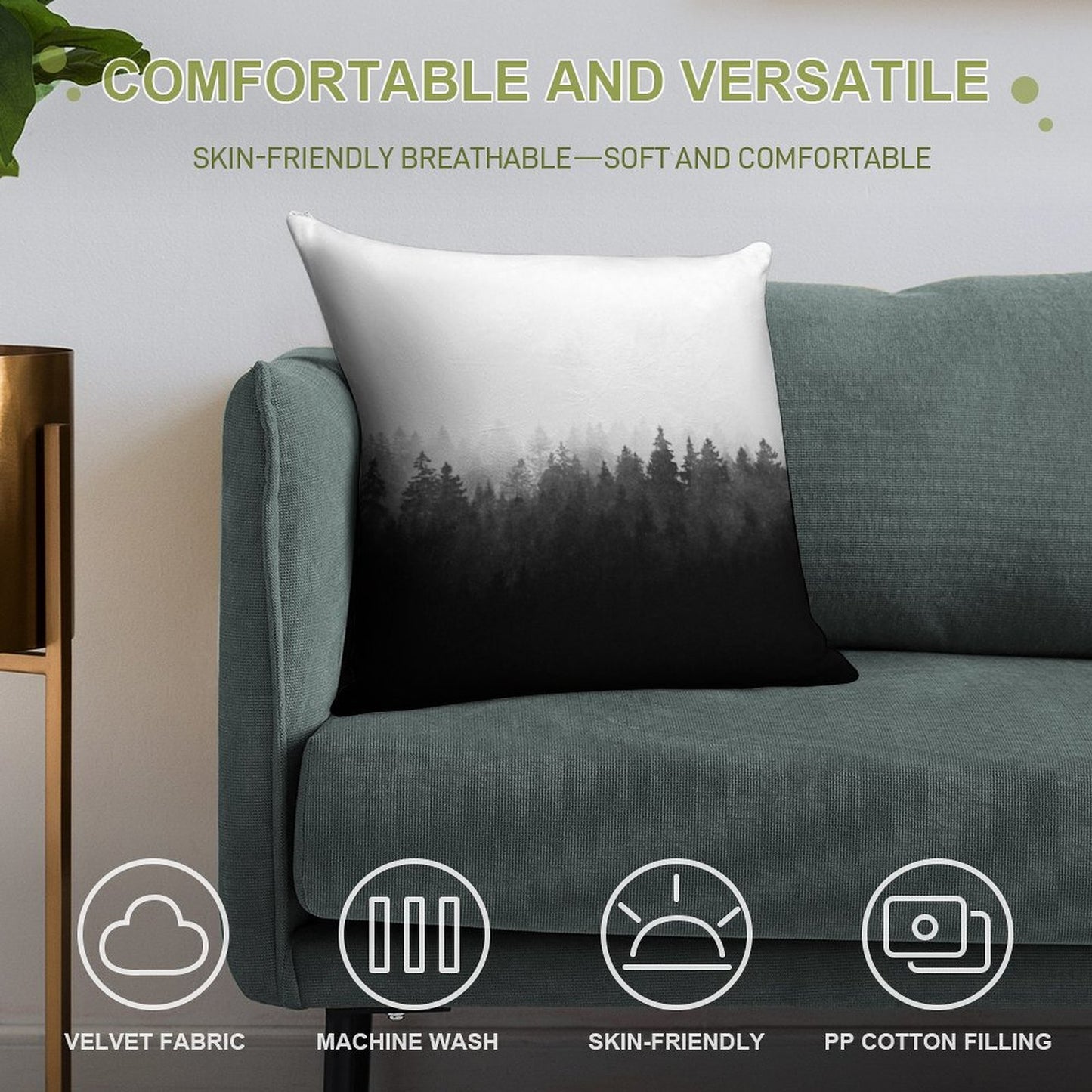 A Wilderness Somewhere  Misty Romantasy Fairytale Ghostwood Forest With Cascadia Trees Covered In Magic Light And Fog Soft Shrink-Resistant Throw Pillow