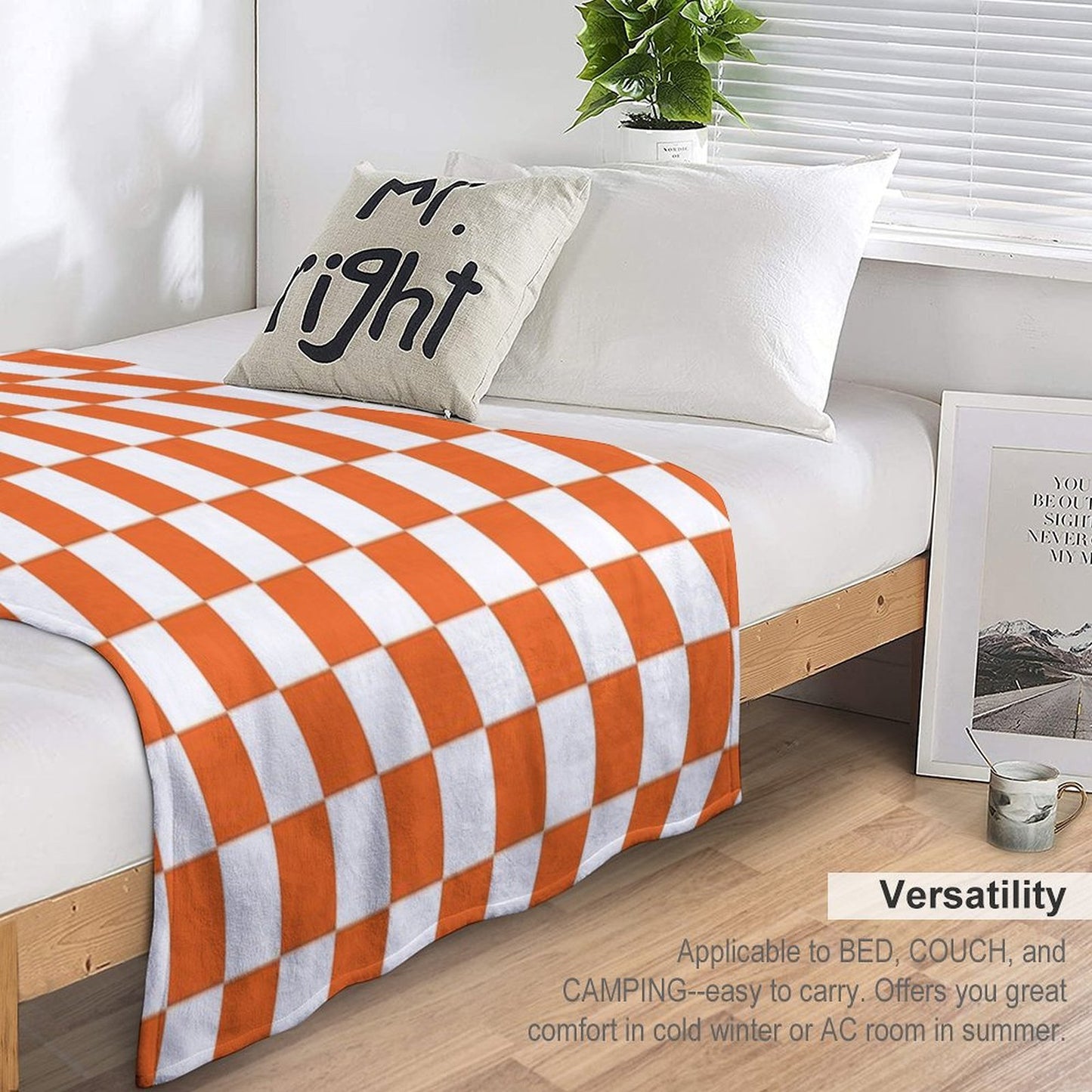 Tennessee Orange And White Checkerboard Versatility Throw Blanket
