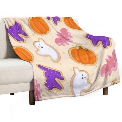 Halloween Cookies (Pink) Eco-conscious Throw Blanket