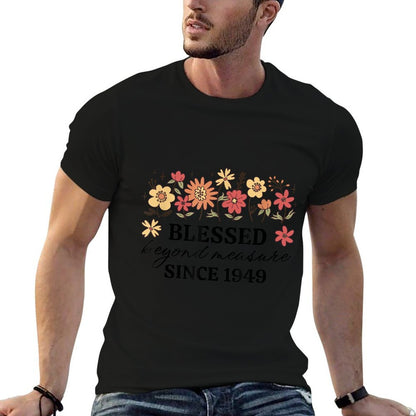 Blessed Beyond Measure Since 1949 Flower Women 75th Birthday  Soft T-Shirt