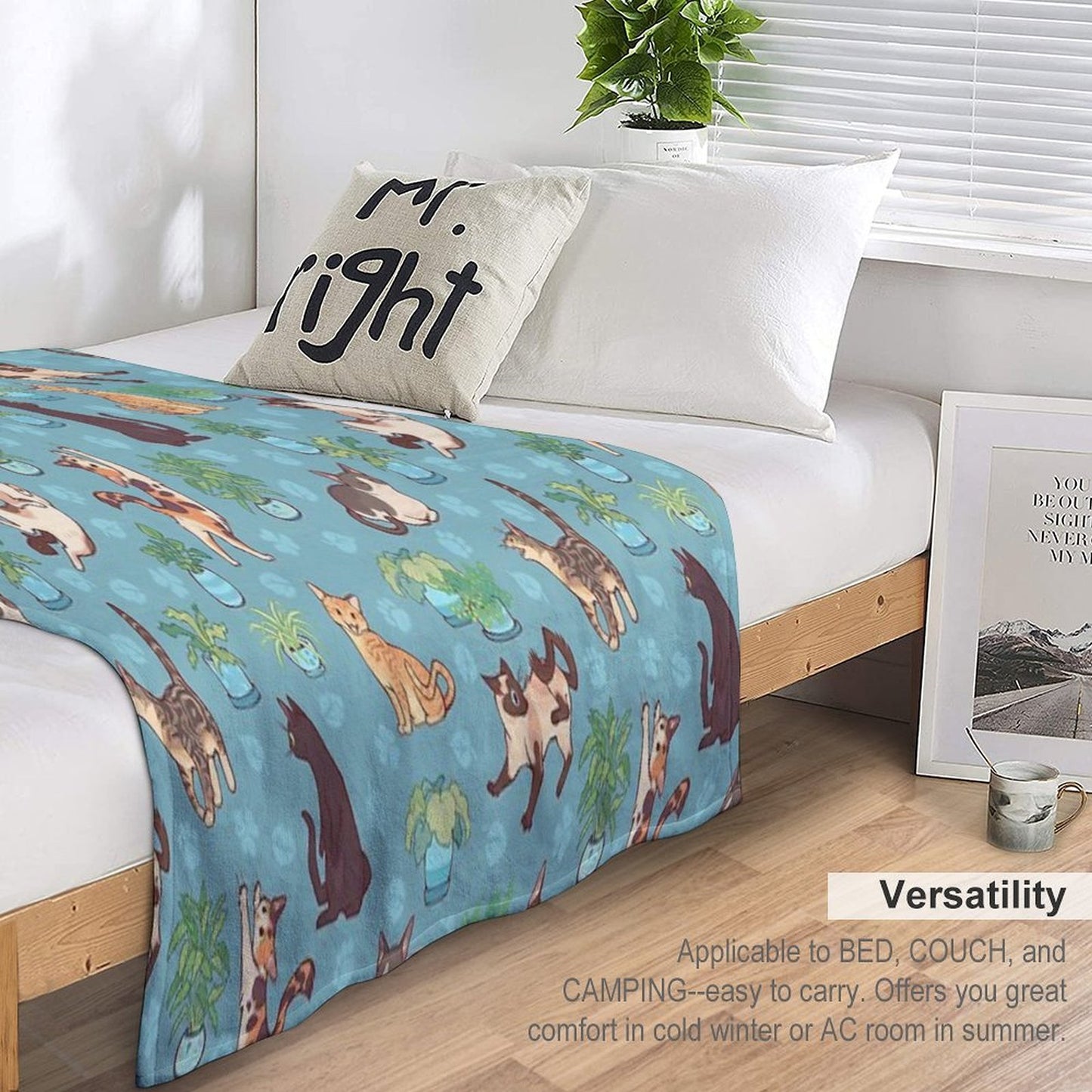 Cozy Michis in Blue Easy Care Throw Blanket