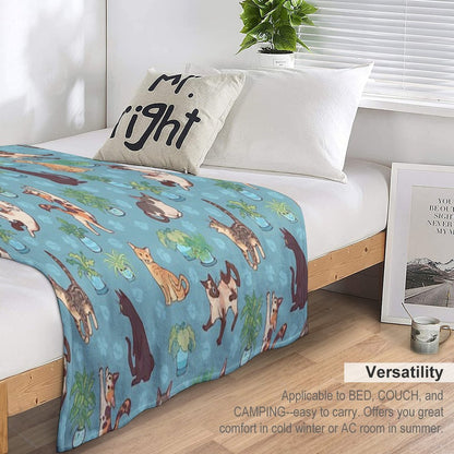 Cozy Michis in Blue Easy Care Throw Blanket