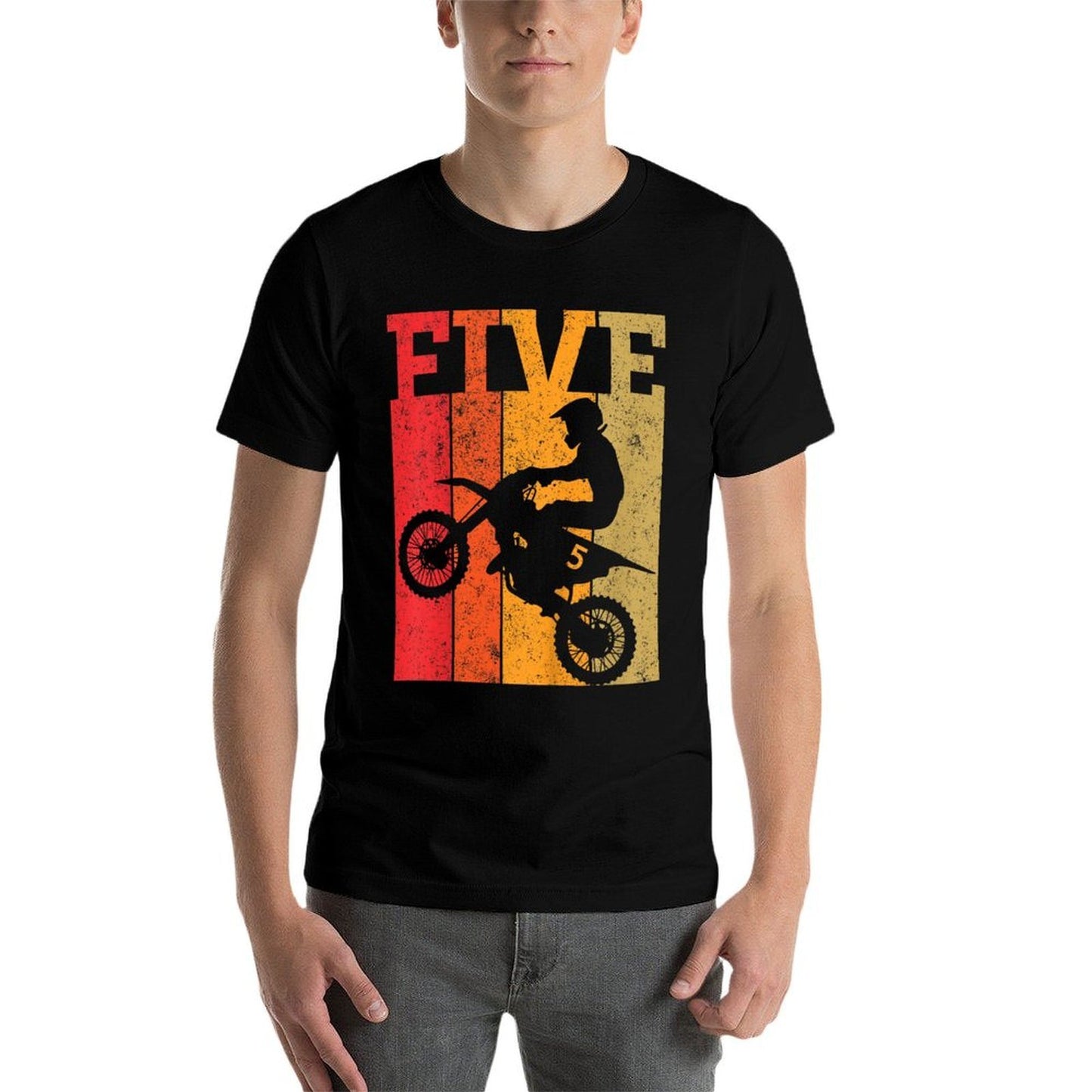 Kids 5th Birthday Boys 5 Five Dirt Bike Motocross Motorcycle Race  Eco-friendly Material T-Shirt