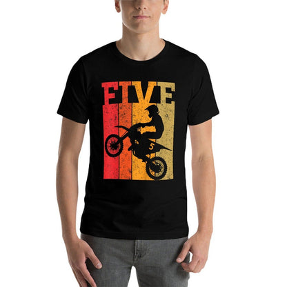 Kids 5th Birthday Boys 5 Five Dirt Bike Motocross Motorcycle Race  Eco-friendly Material T-Shirt