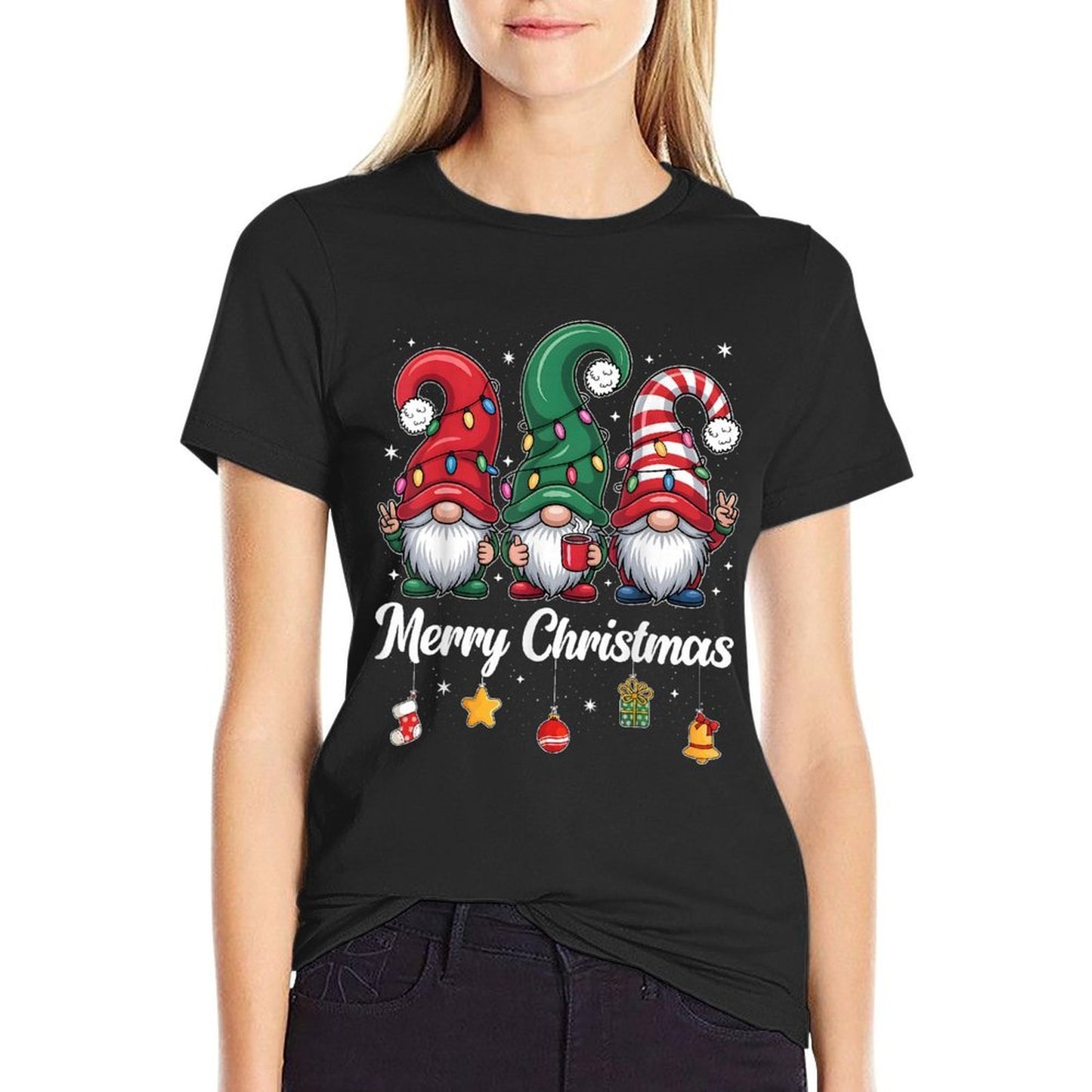 Cute Three Gnomes Merry Christmas Women Girls Kids Family  Affordable Price T-Shirt