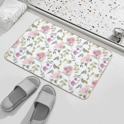 Floral Pattern in Watercolors  Slip-Resistant Bath Mat