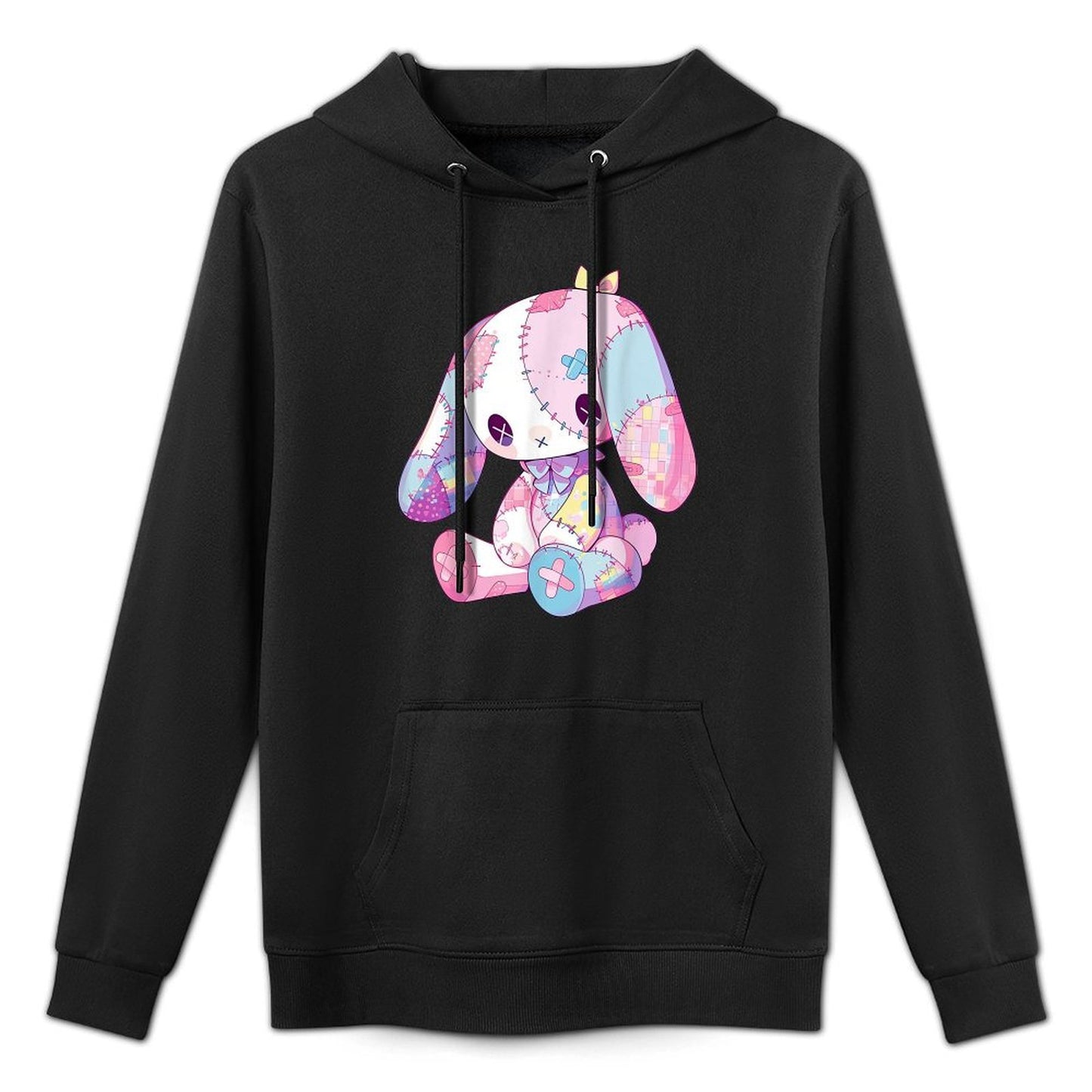 Kawaii Pastel Goth Creepy Cute Witchy Sad Zombie Pink Bunny Cotton-Polyester Blend Hoodie