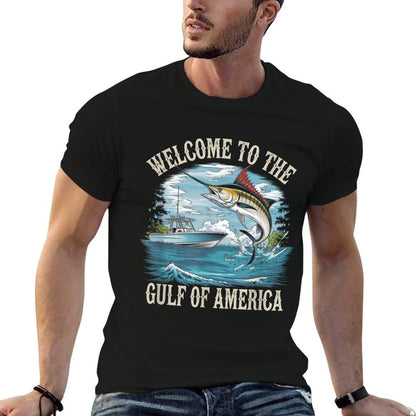 Gulf Of USA America Gift Men Women Flag Beach Slim-fit Cut T-Shirt