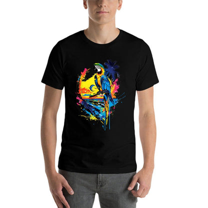 Tropical Twilight Delight Parrot Sunset  Stretchy T-Shirt
