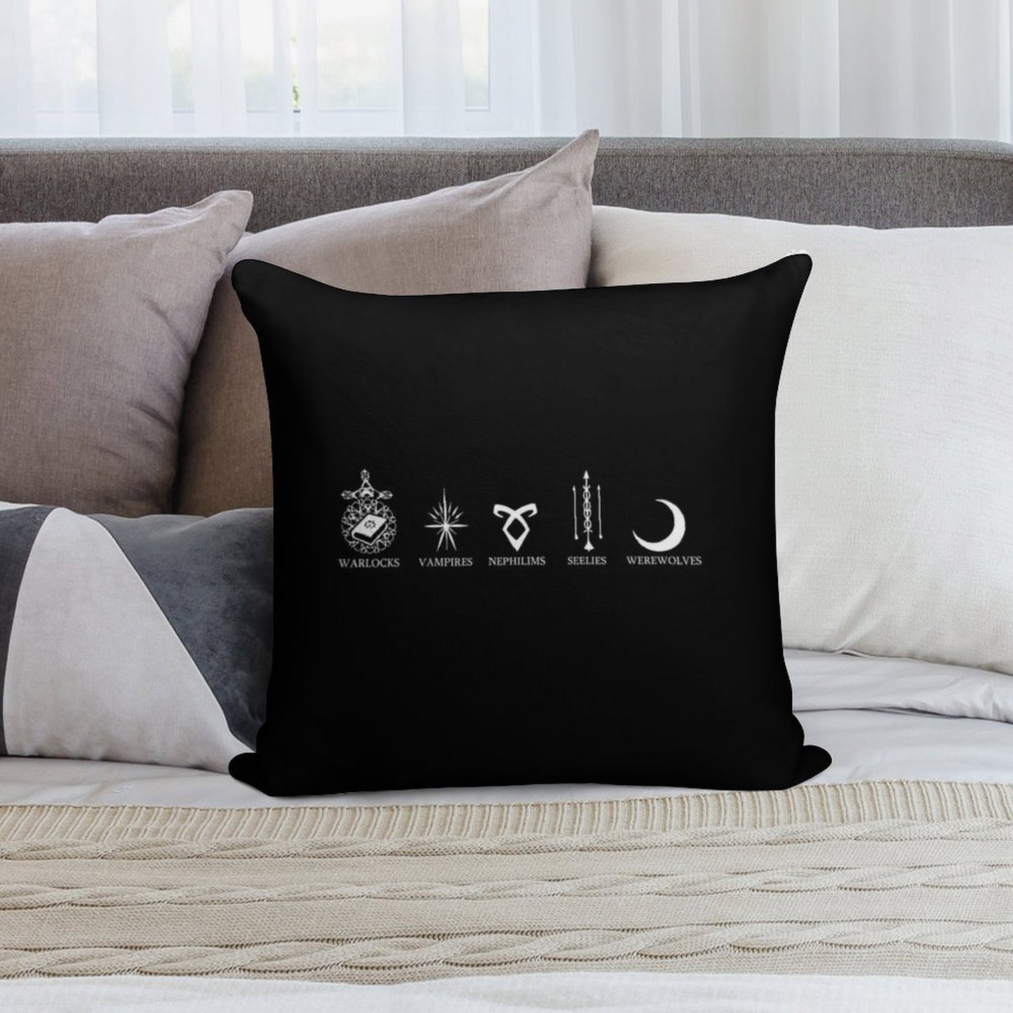 Shadow World Race - Shadowhunters Soft Hidden Zipper Throw Pillow