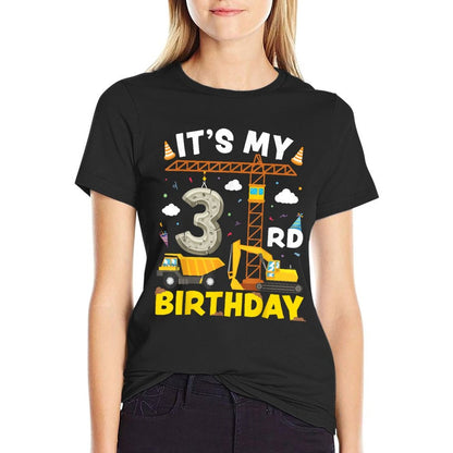 It's My 3rd Birthday Boys Construction Excavator 3 Years Old  Stretchy T-Shirt